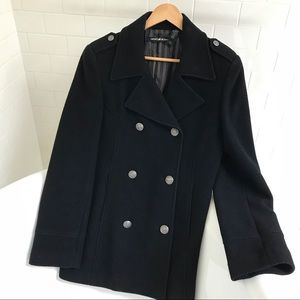 DKNY Black Peacoat w/metal military buttons/SizeLG